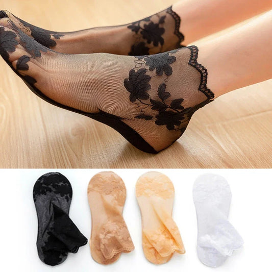 Transparent Lace Footie Socks 🌻 (5 Pairs)